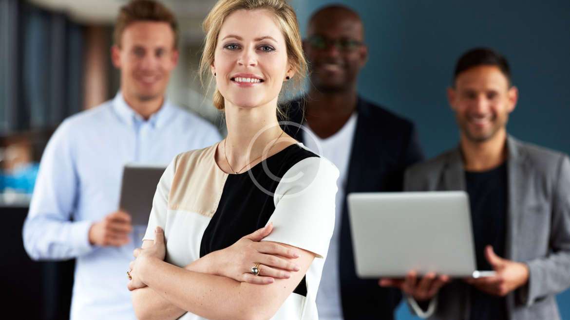 Corporate team in discussion